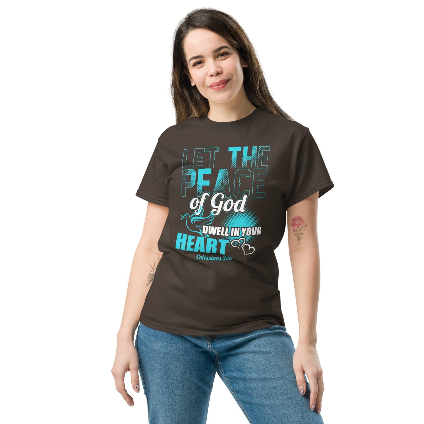 Colossians 3:15 Let the peace of God dwell in your heart Unisex Classic Tee - Dark Chocolate / S - T-Shirt