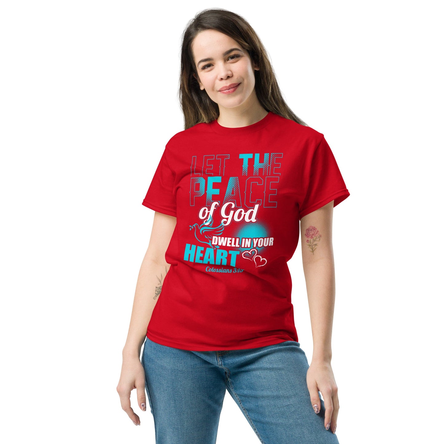 Colossians 3:15 Let the peace of God dwell in your heart Unisex Classic Tee - Red / S - T-Shirt