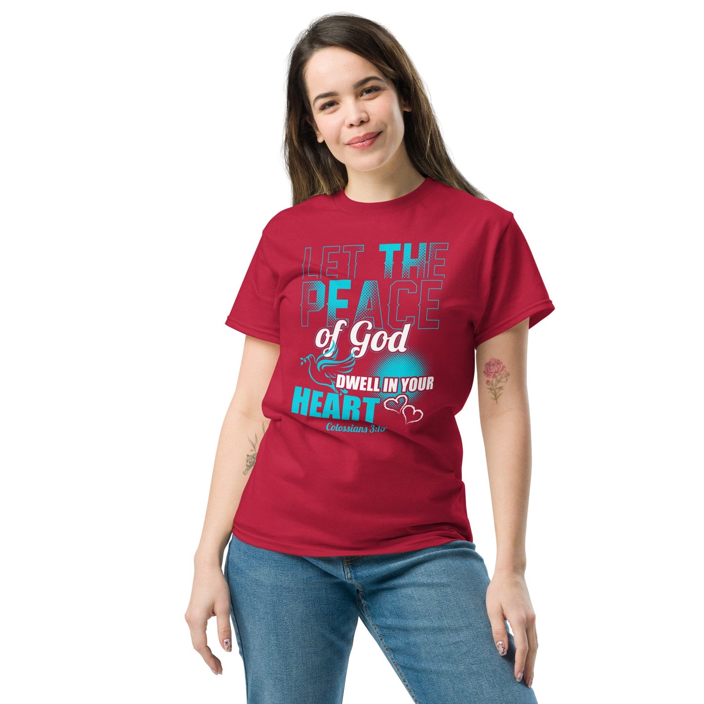 Colossians 3:15 Let the peace of God dwell in your heart Unisex Classic Tee - Cardinal / S - T-Shirt