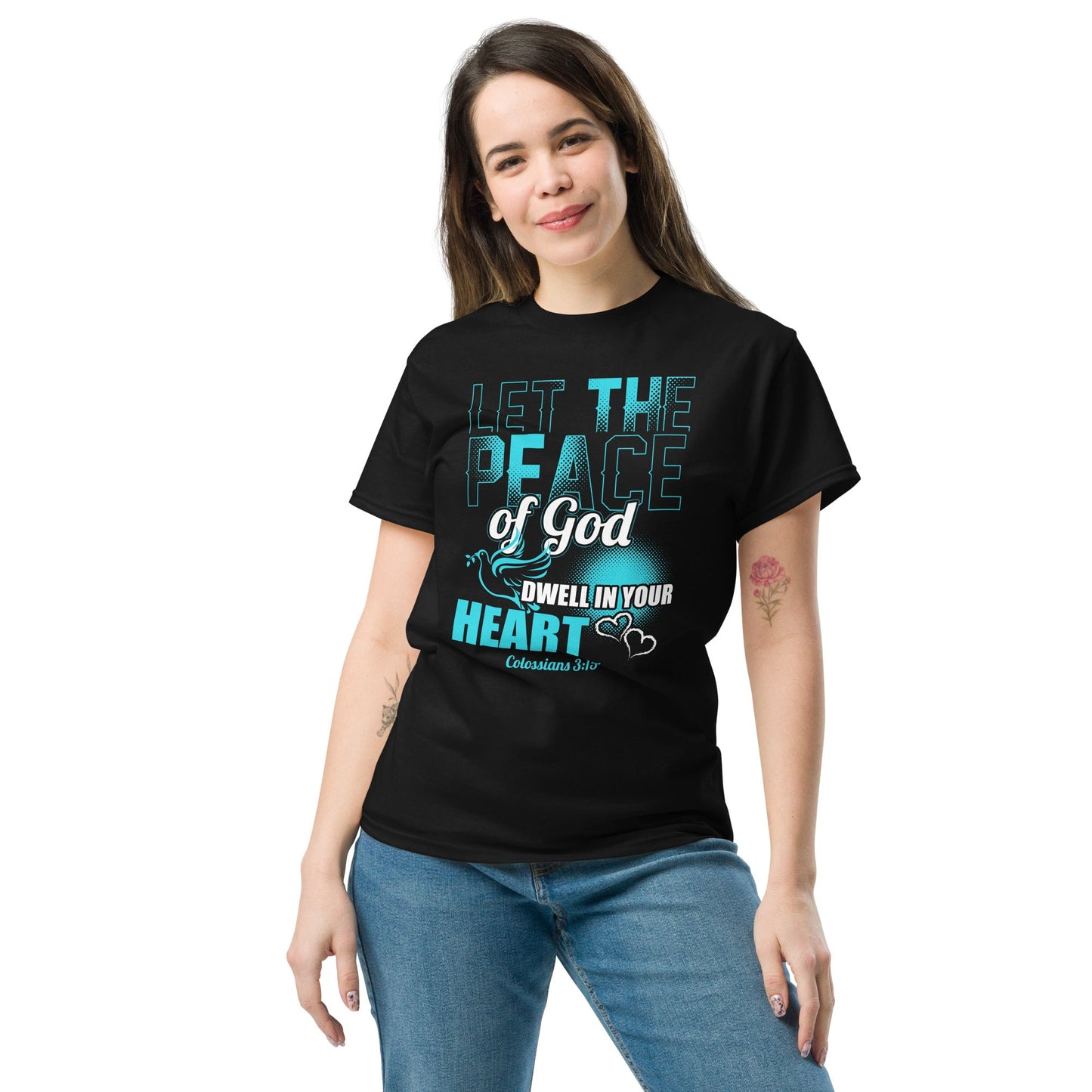 Colossians 3:15 Let the peace of God dwell in your heart Unisex Classic Tee - Black / S - T-Shirt