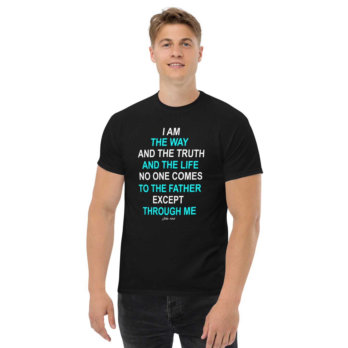 Black Tees of Worship T-Shirt with I am the way inspirational Bible verse print
